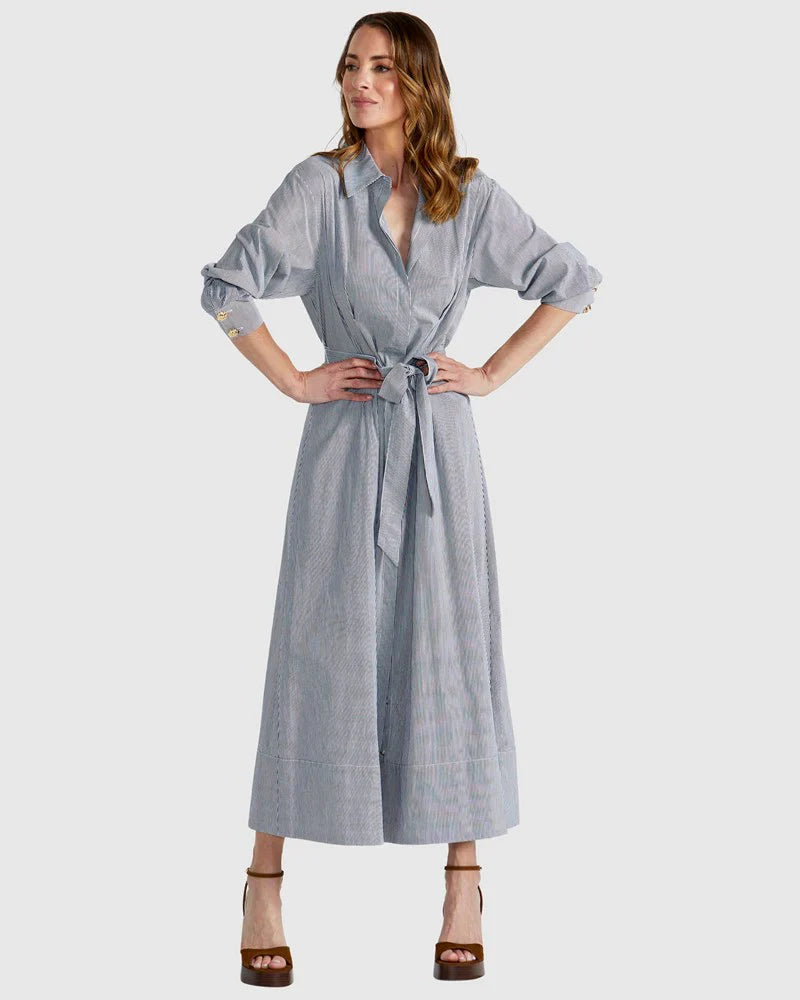 Madras Dress - Black/White Stripe