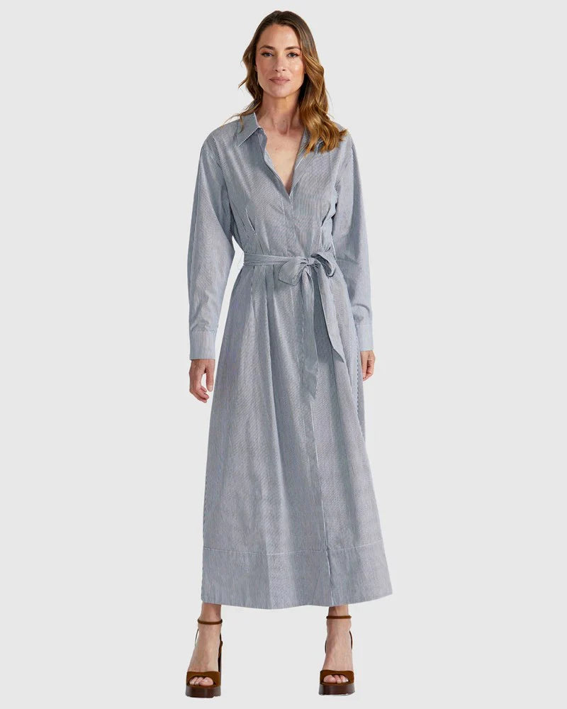 Madras Dress - Black/White Stripe