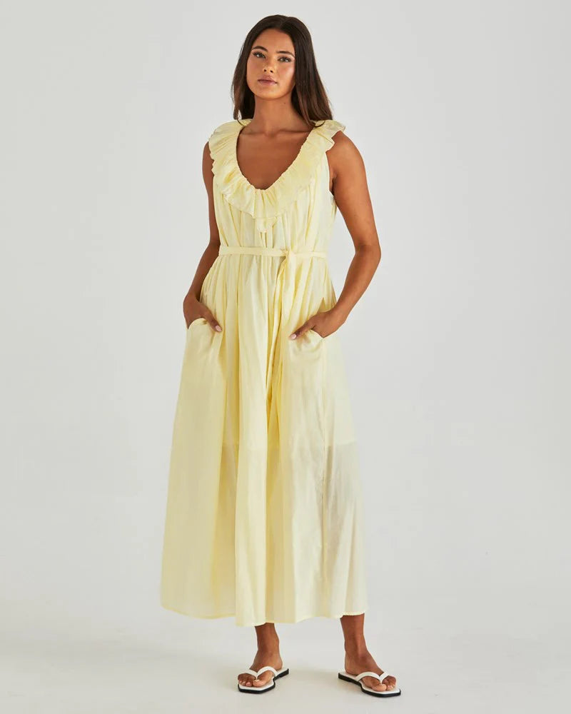 Lilla Ruffled Dress - Butter Yellow