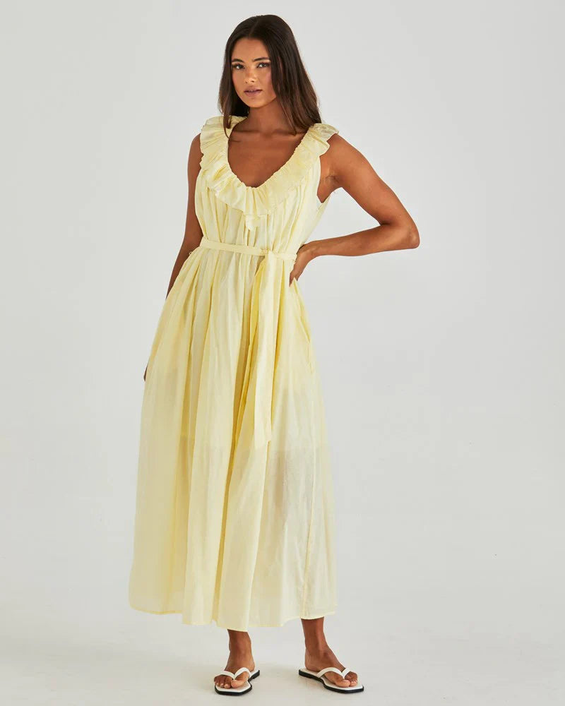 Lilla Ruffled Dress - Butter Yellow