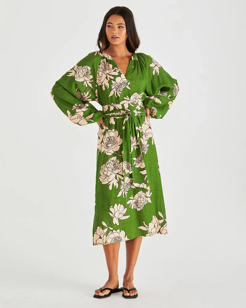 Antonie Obi Belted Dress - Moonflower