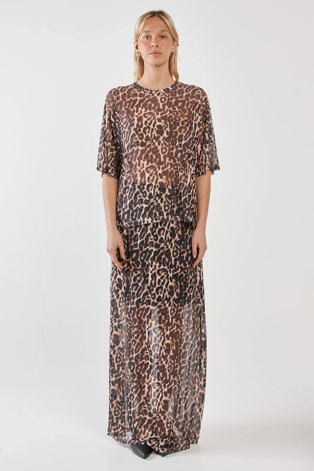 Oxley Print Mesh Tee - Animal Brown