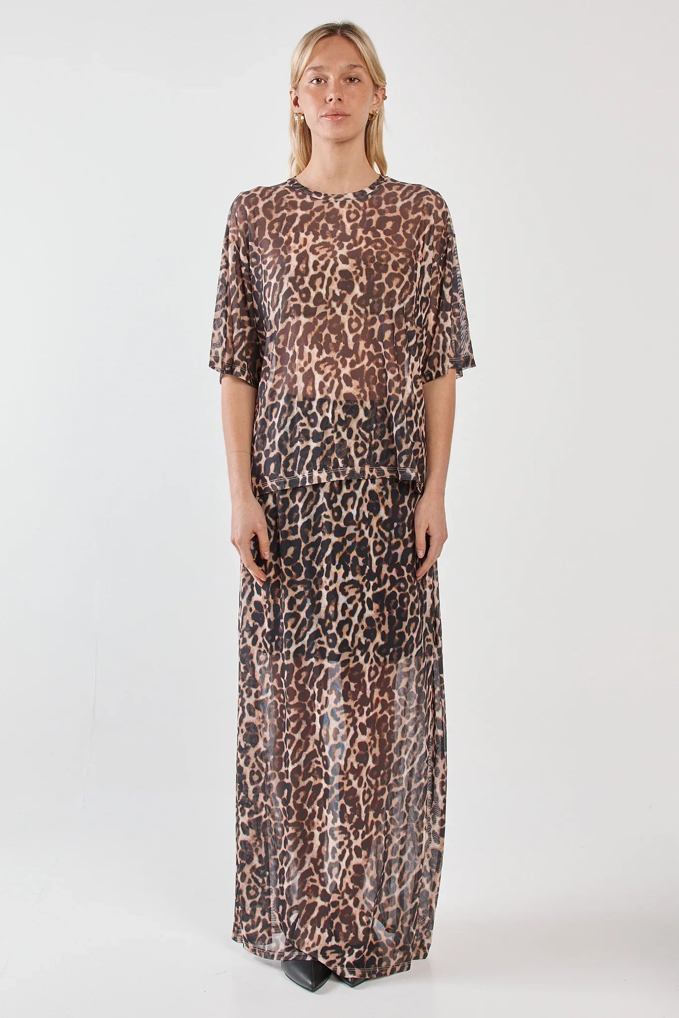Oxley Print Mesh Tee - Animal Brown
