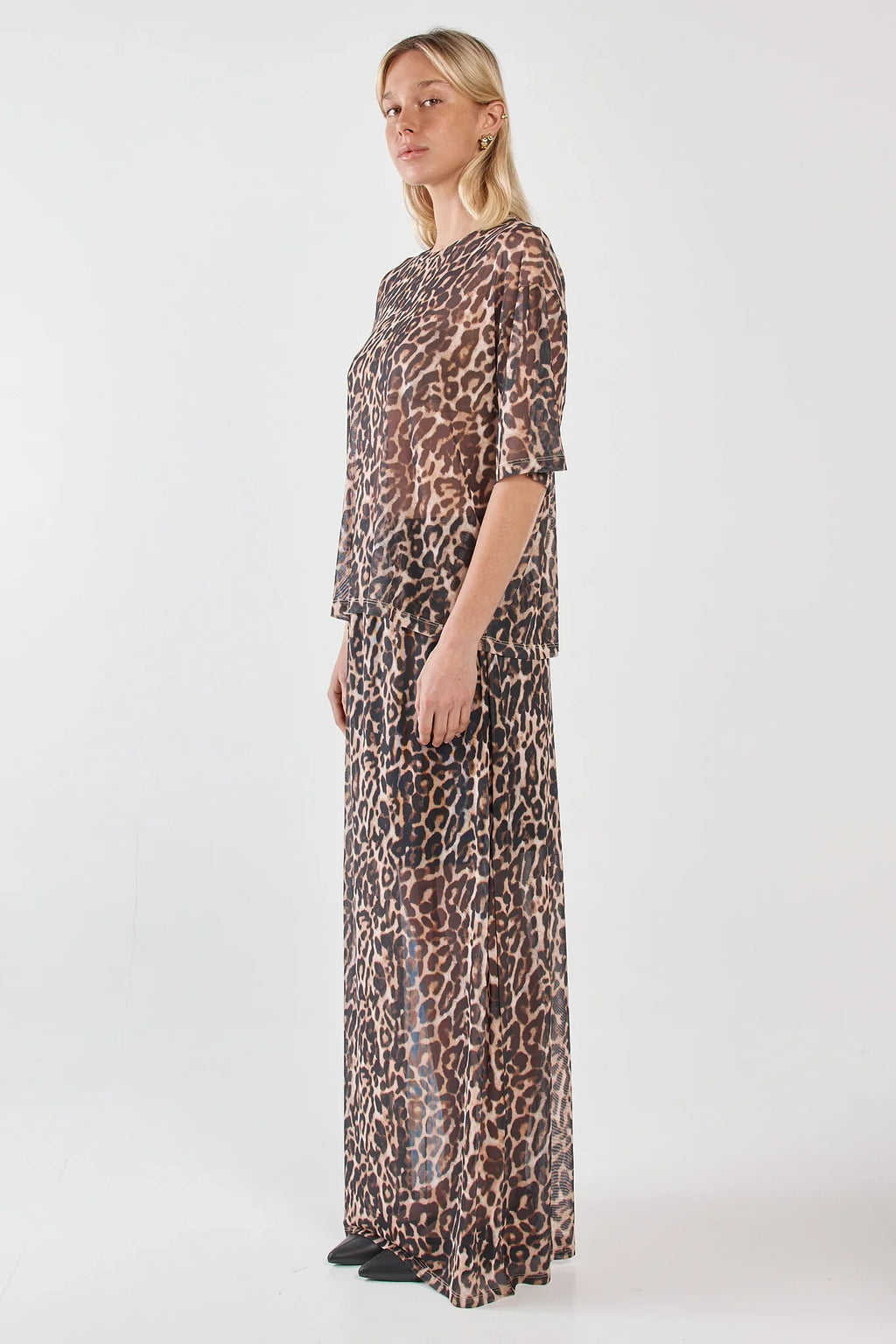 Oxley Print Mesh Tee - Animal Brown