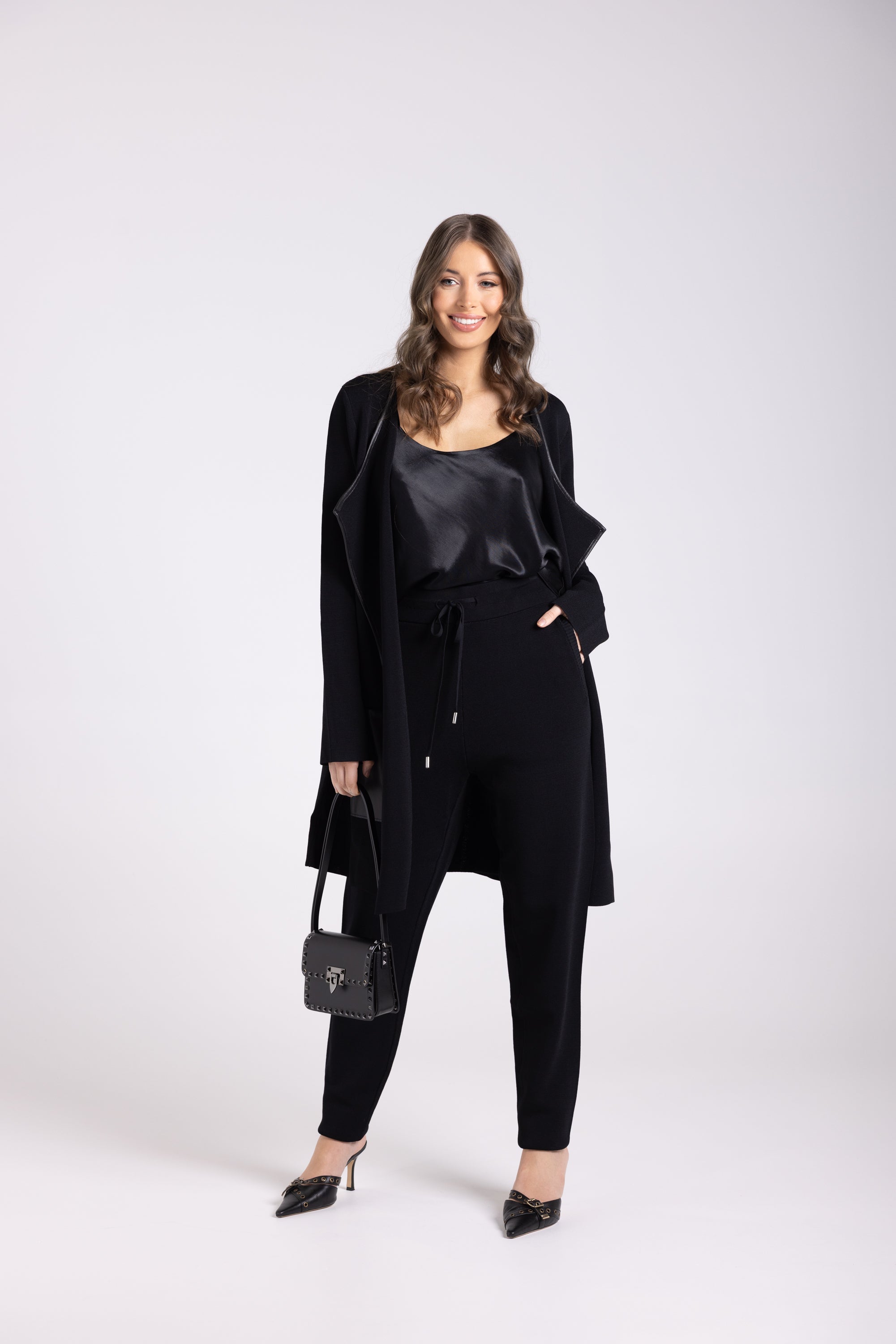 Milano Knit Jacket PU Trim - Black
