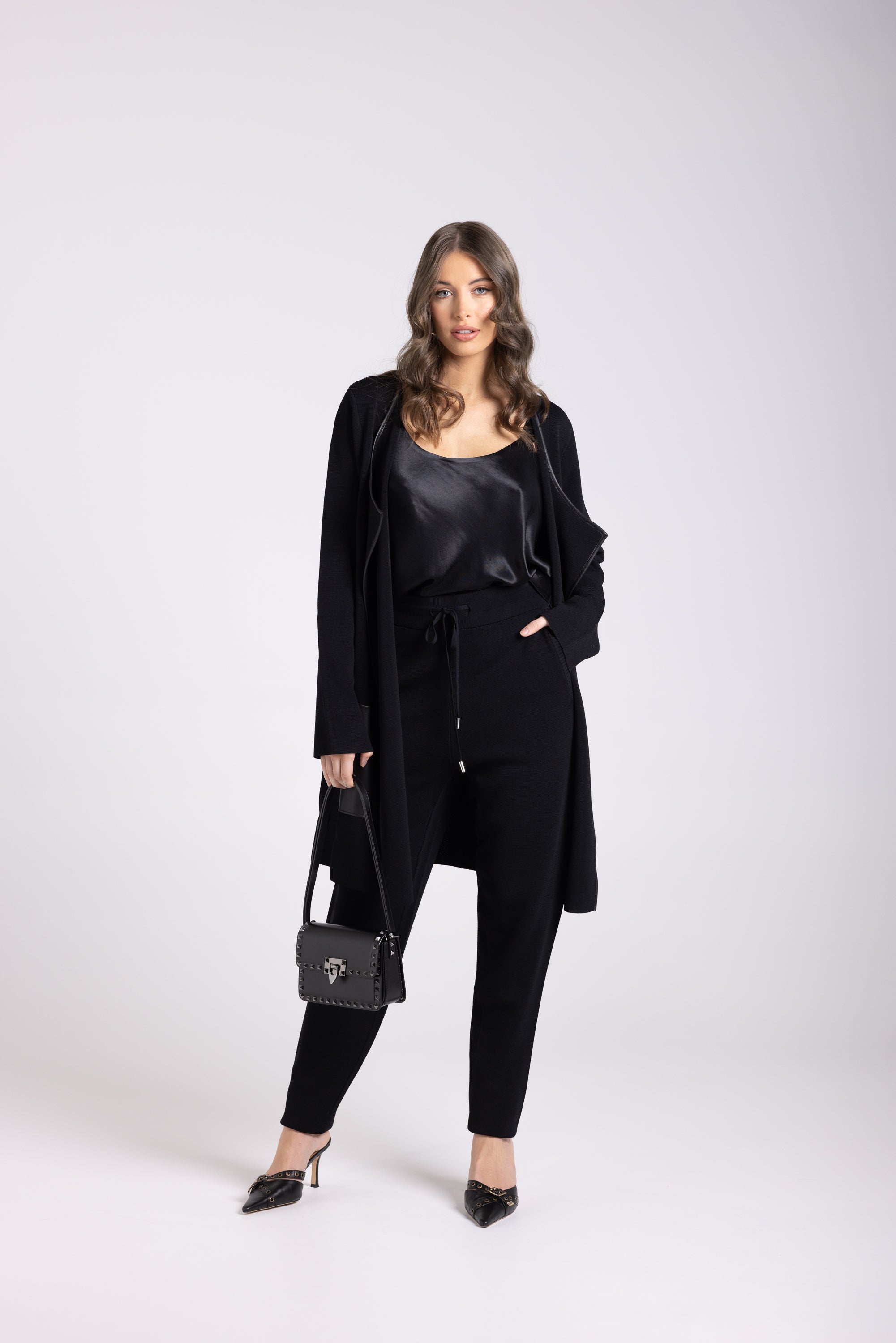 Milano Knit Jacket PU Trim - Black
