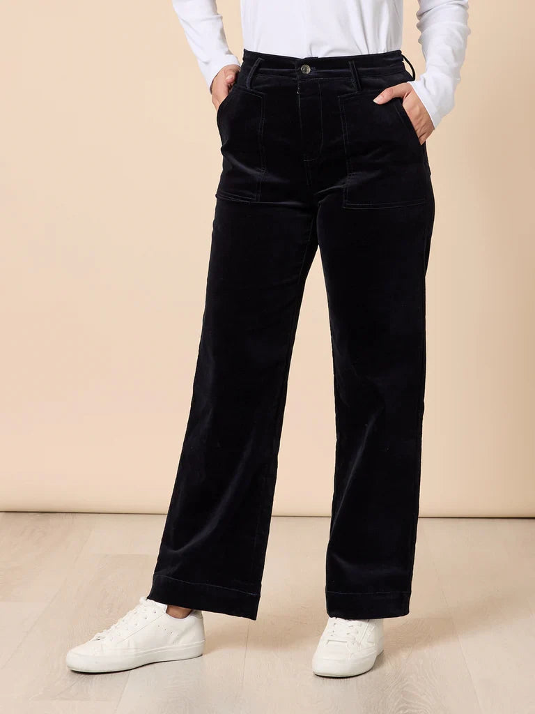 Melrose Velvet Straight Leg Jean -Navy