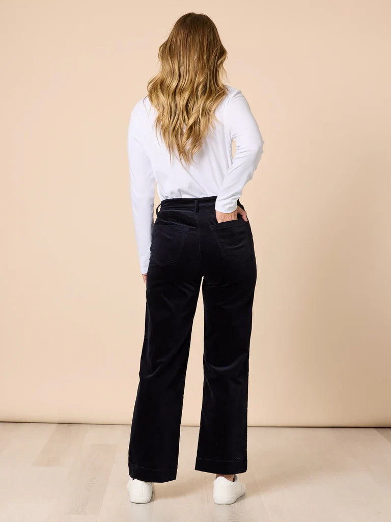 Melrose Velvet Straight Leg Jean -Navy