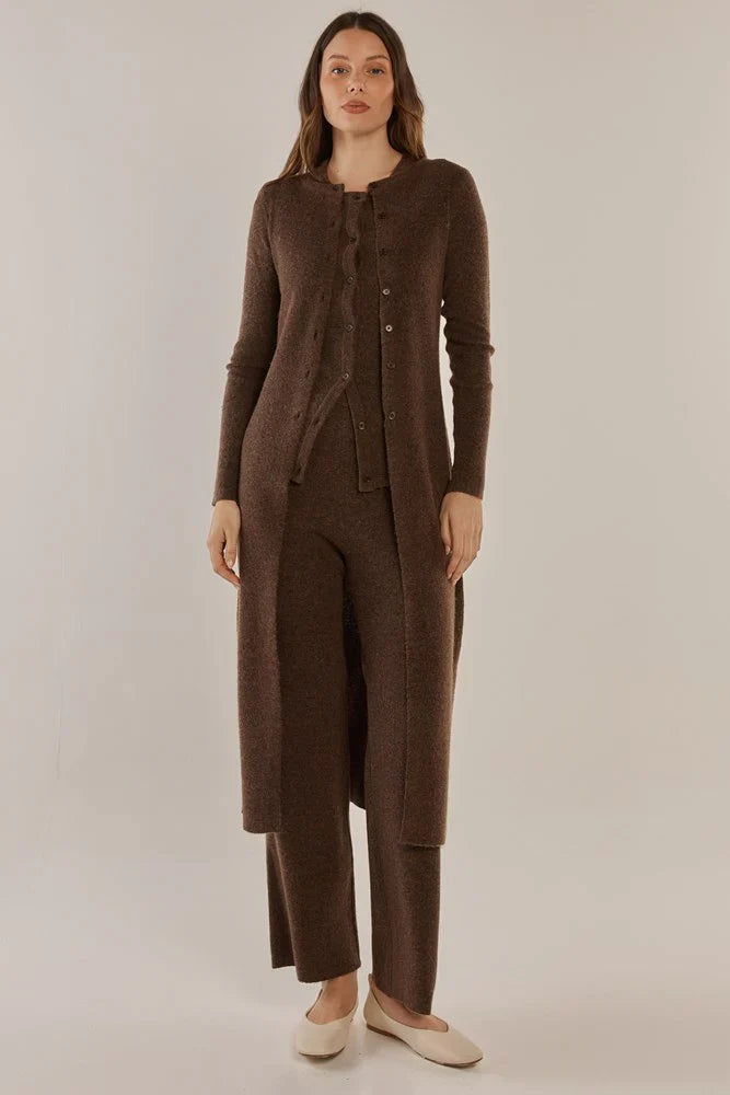 Nash Knit Long Cardigan - Espresso Brown
