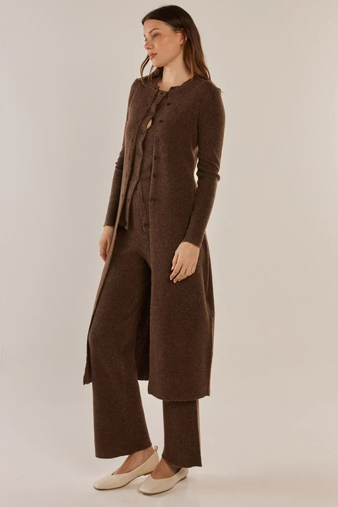 Nash Knit Long Cardigan - Espresso Brown