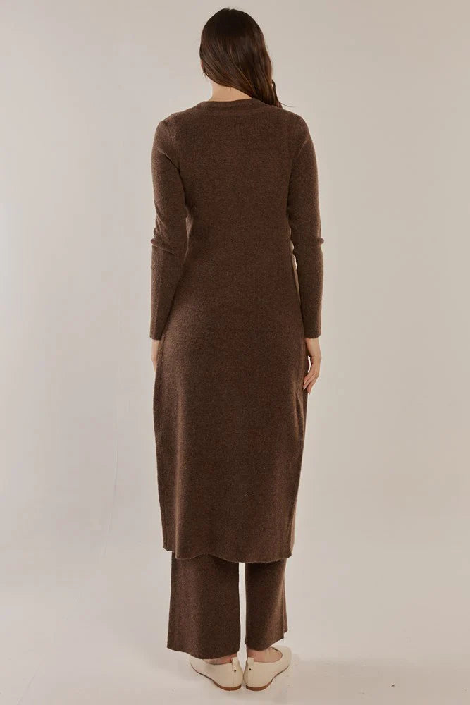 Nash Knit Long Cardigan - Espresso Brown