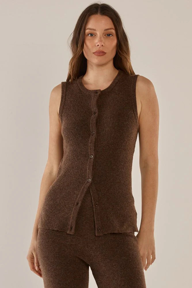 Shona Knit Vest - Espresso Brown