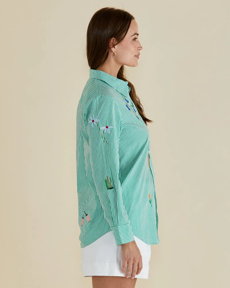 Jimmie Floral Shirt - Green Stripe