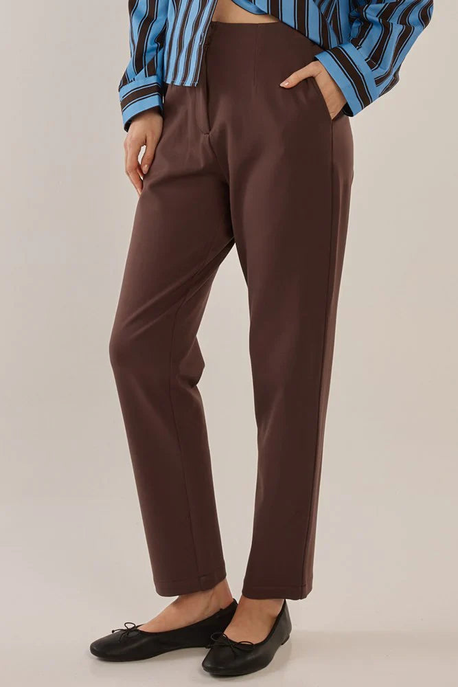Paloma Straight Leg Pant - Chocolate Brown