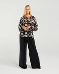 Samantha Pinstitch Detail Blouse - Black Winter Poppy