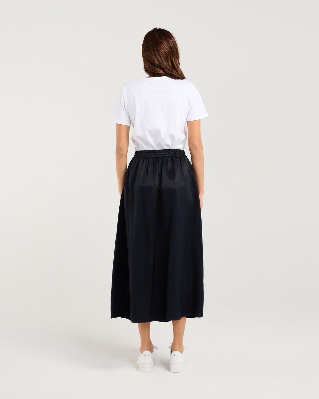 Edith Gathered Midi Skirt - Black