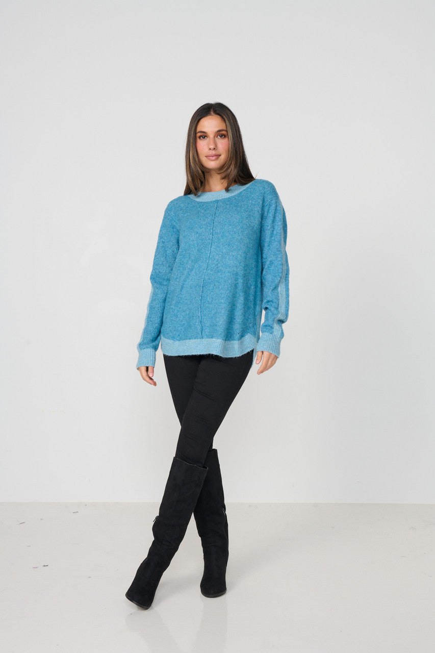 Scoop Hem Jumper - Blue