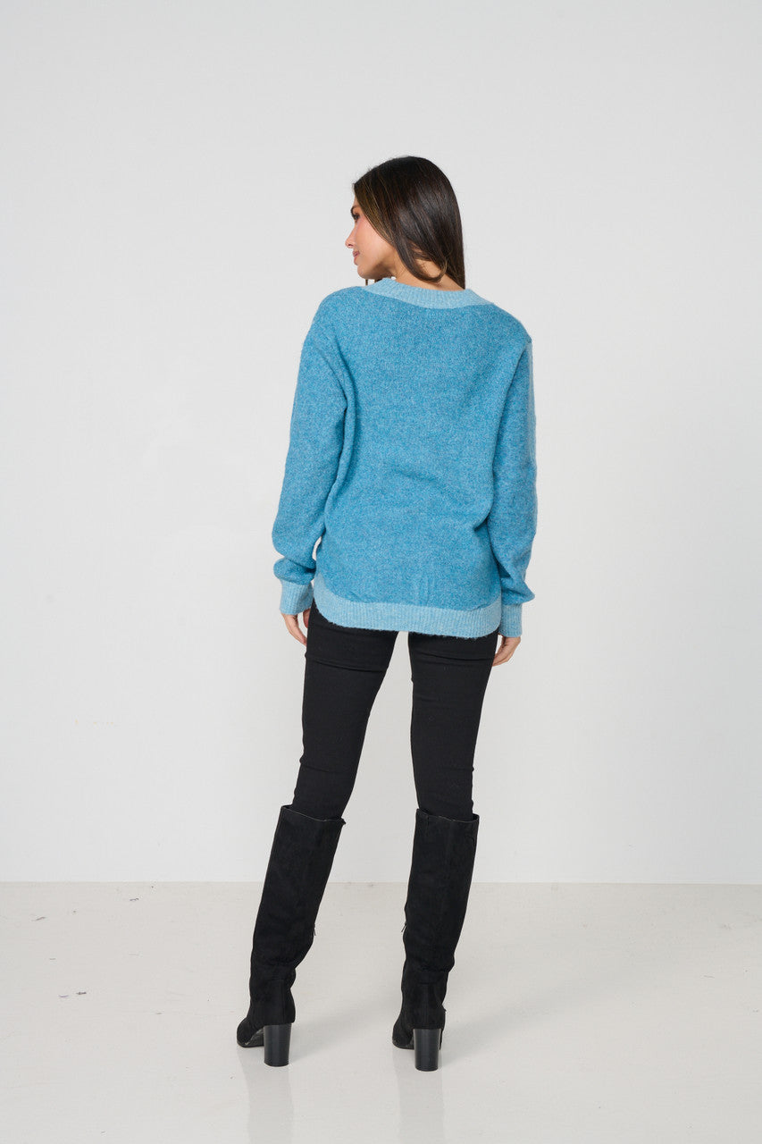 Scoop Hem Jumper - Blue
