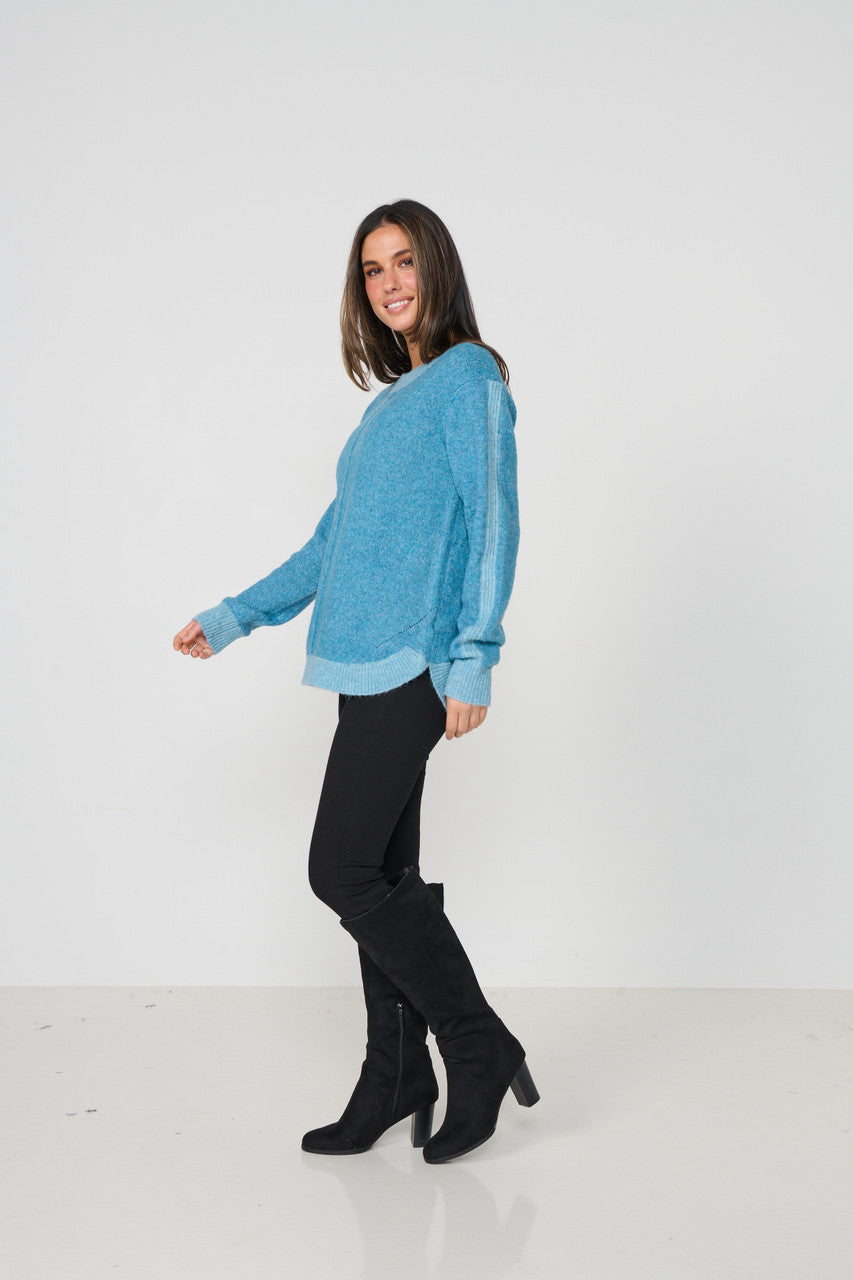 Scoop Hem Jumper - Blue