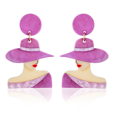 Hat Lady Earrings - Mauve