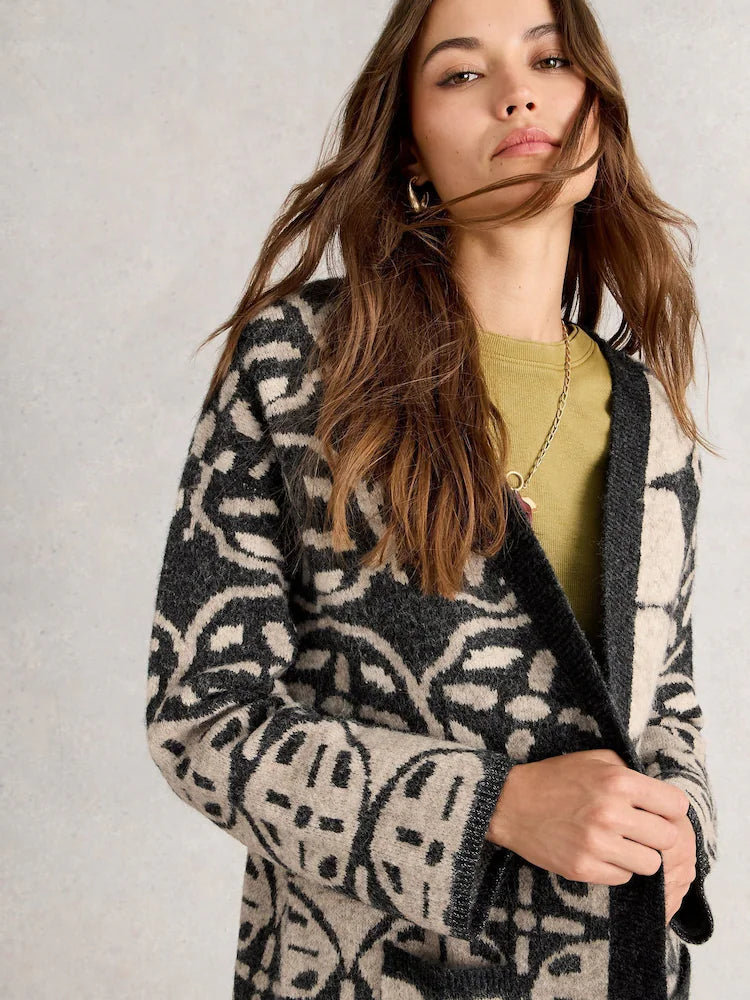 Jewel Longline Cardi - Nat Multi