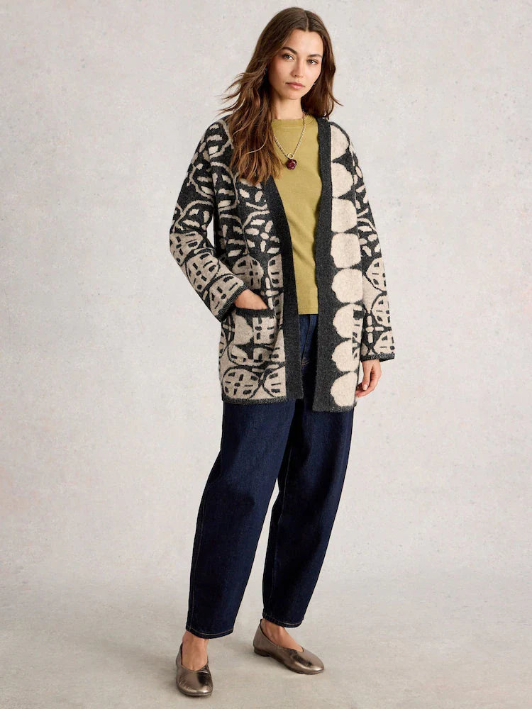 Jewel Longline Cardi - Nat Multi