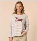 Chain Chic Stripe Tee - Natural