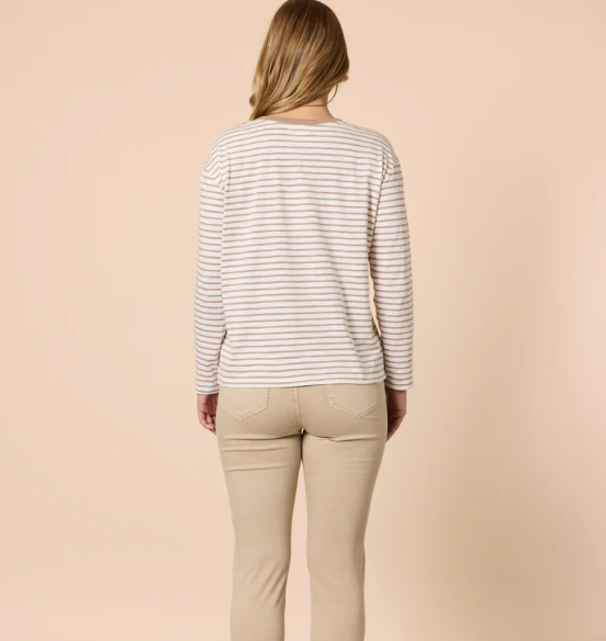 Chain Chic Stripe Tee - Natural