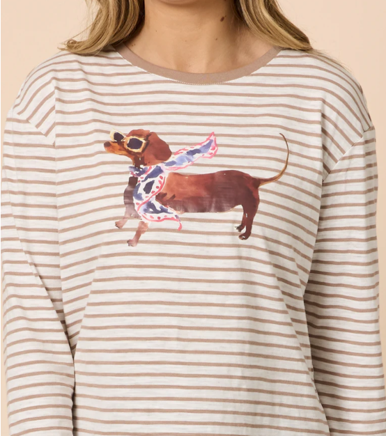 Chain Chic Stripe Tee - Natural
