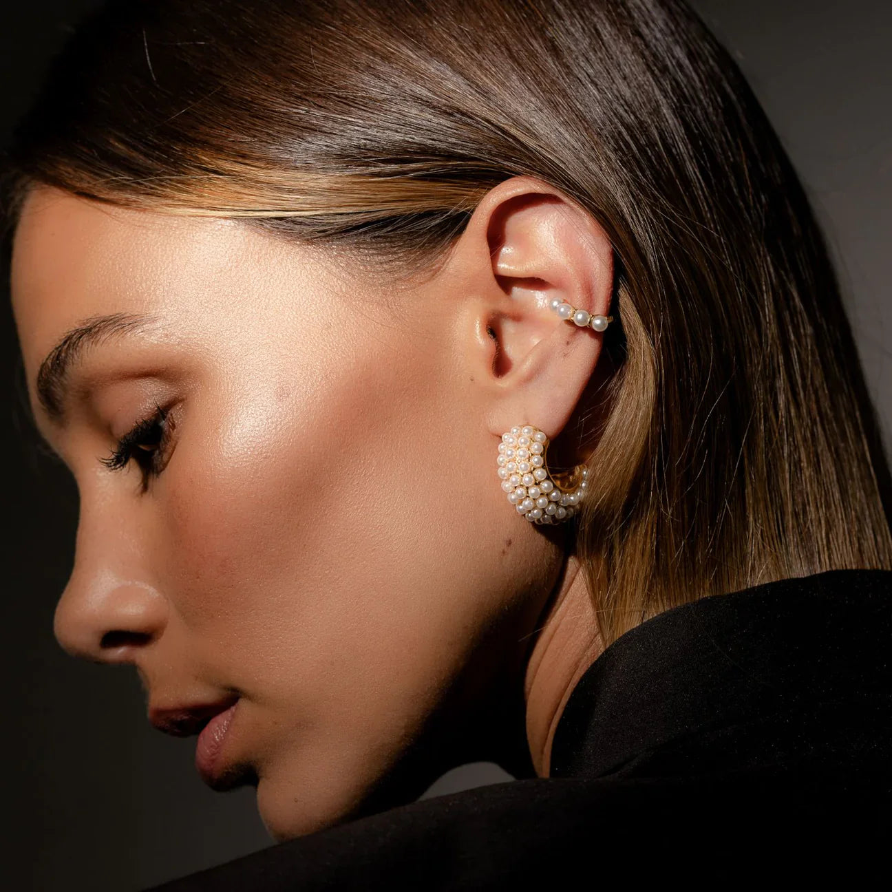 Siren Ear Cuff Pearl + Gold