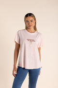 Logo Sequin Tee - Pink Rose