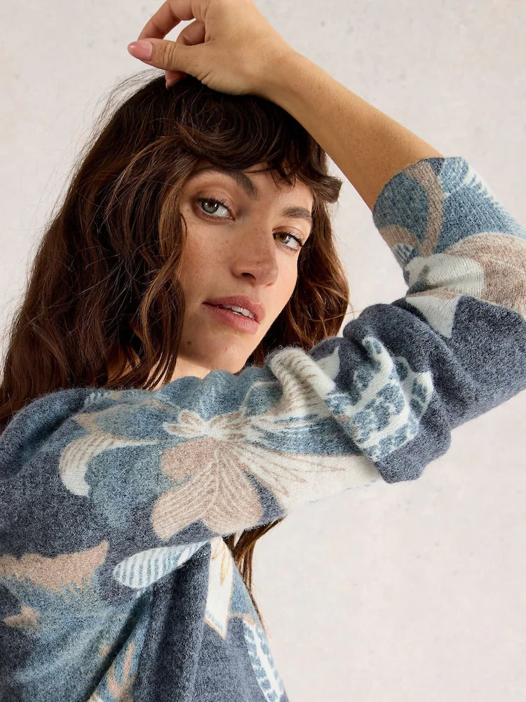 Jodie Printed Foil Jumper - Navy Print
