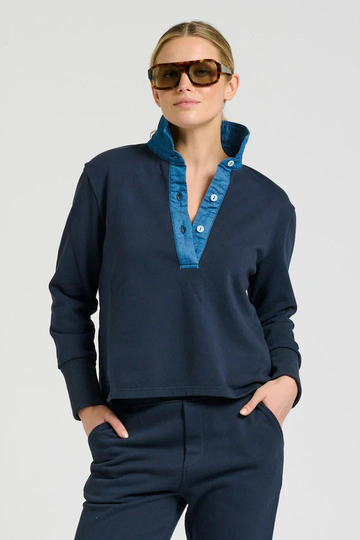 Rugby Sweatshirt - French Navy/Vintage Denim