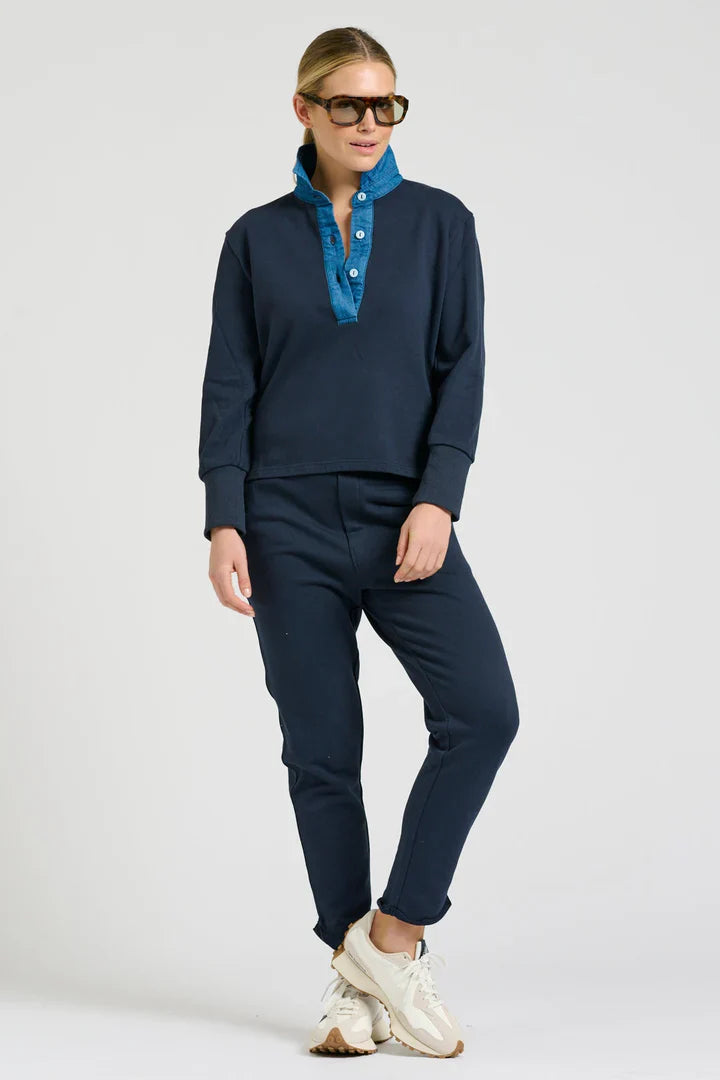 Rugby Sweatshirt - French Navy/Vintage Denim