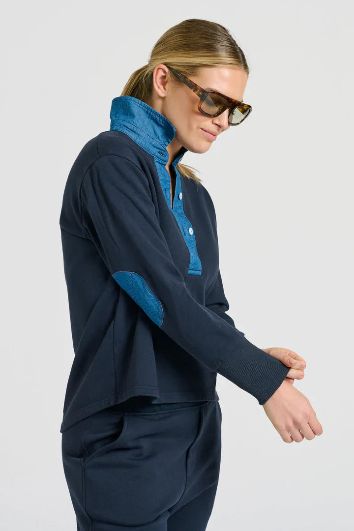 Rugby Sweatshirt - French Navy/Vintage Denim