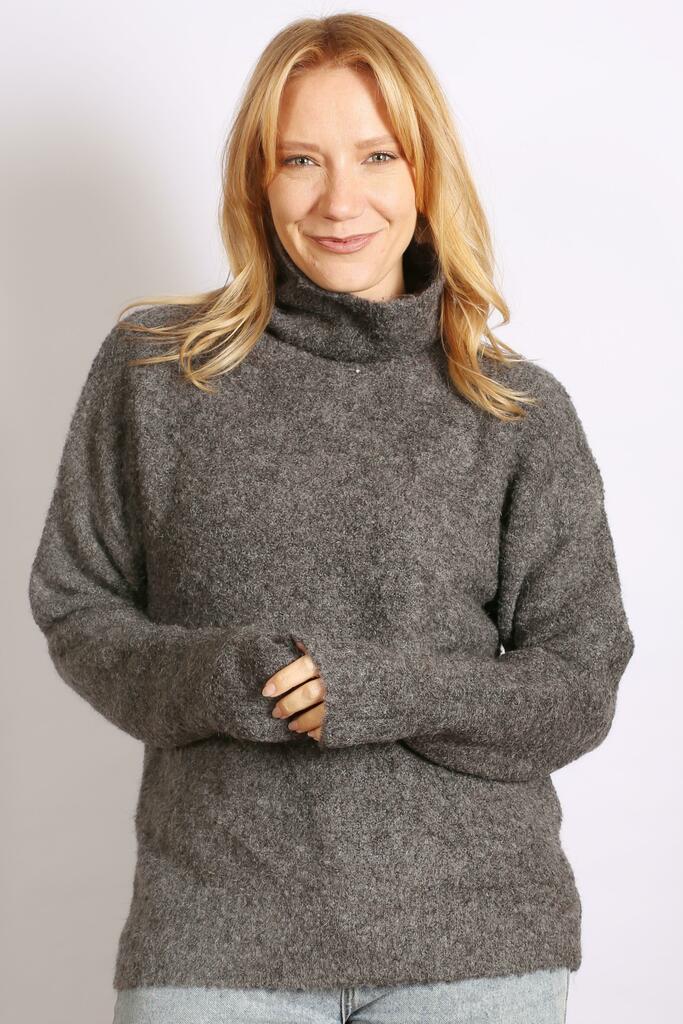Charcoal Cowl Neck Jumper
