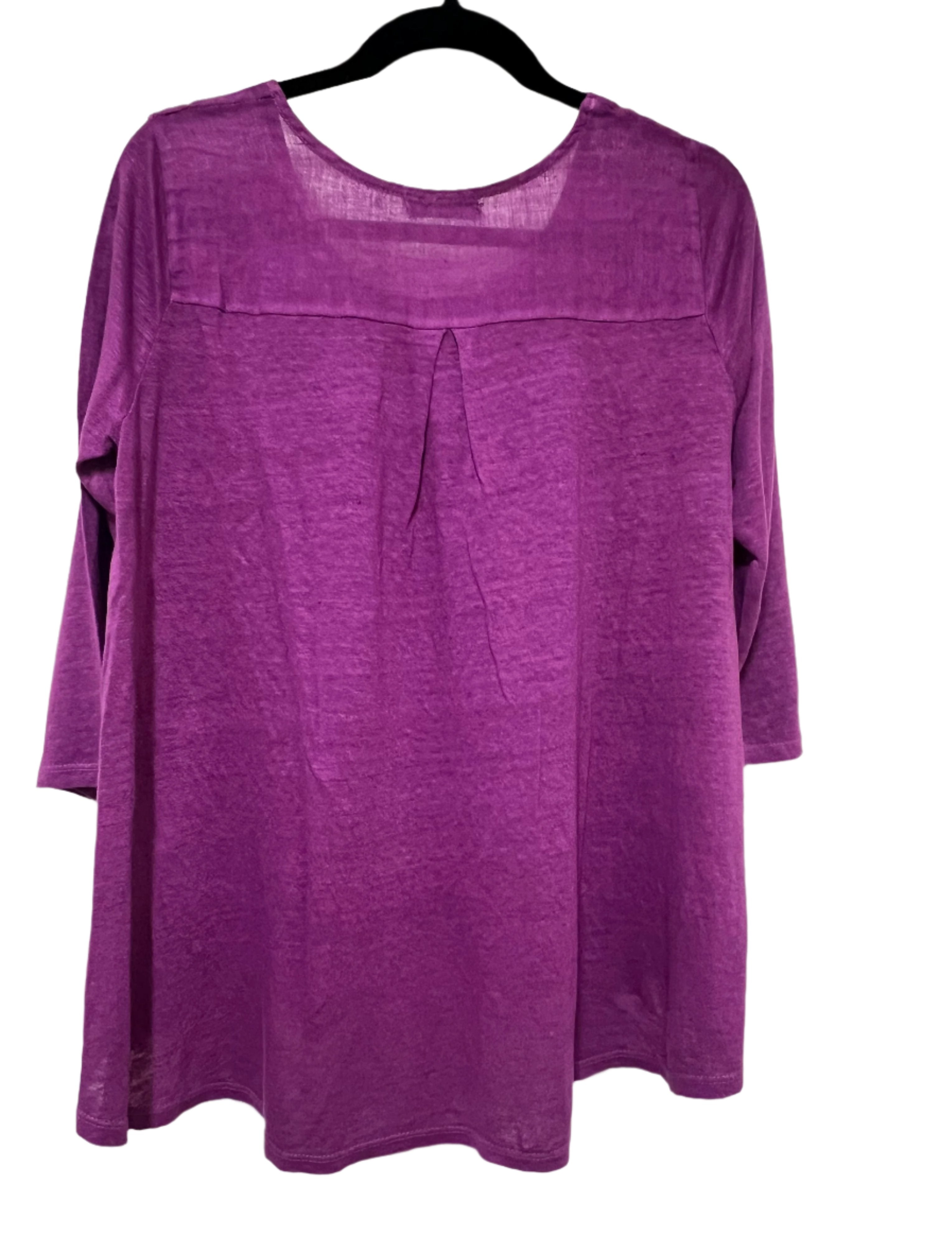 Hi-Low Swing Linen Top - Mauve