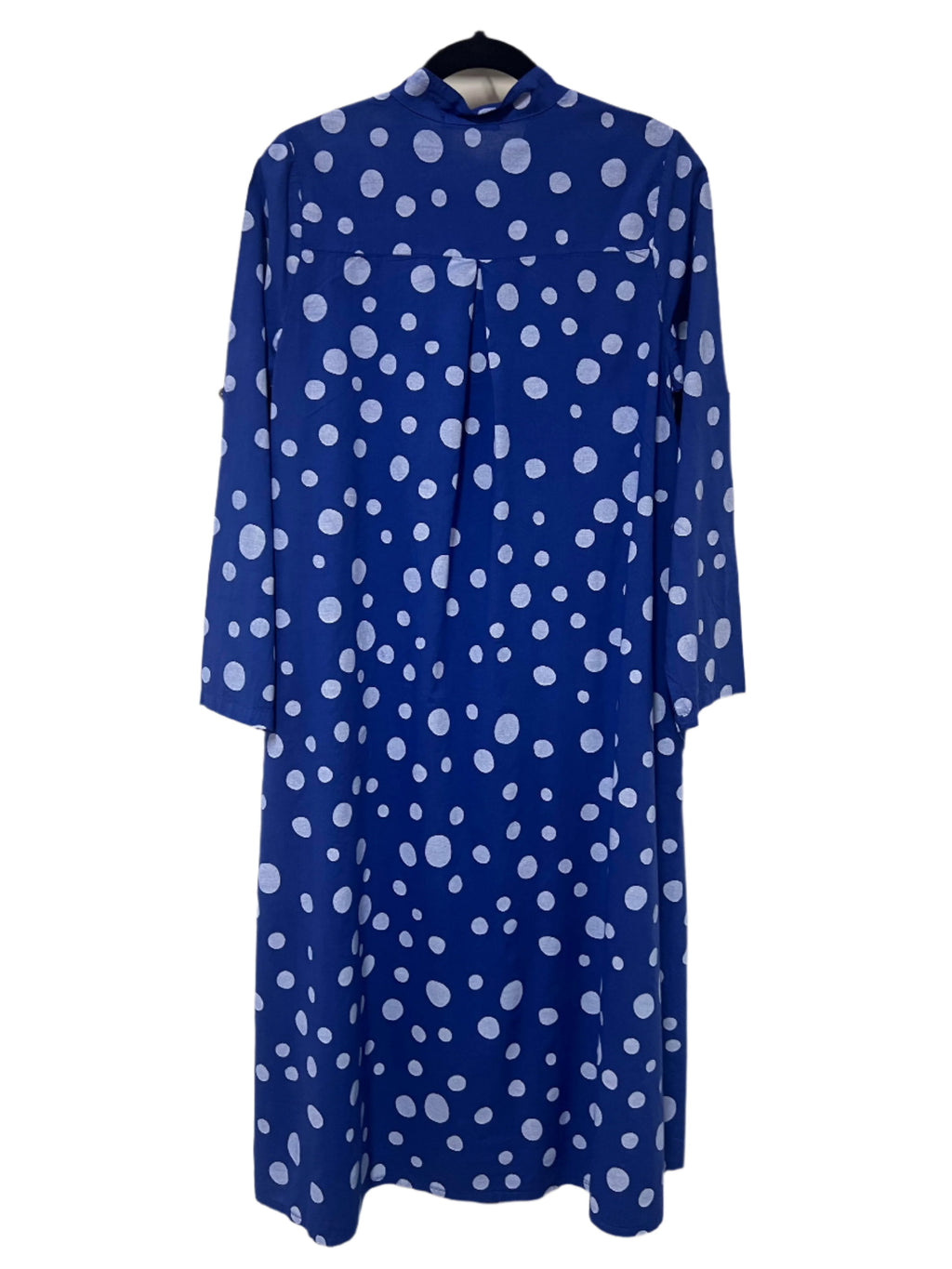 Cotton Spot Shirt Dress - Royal